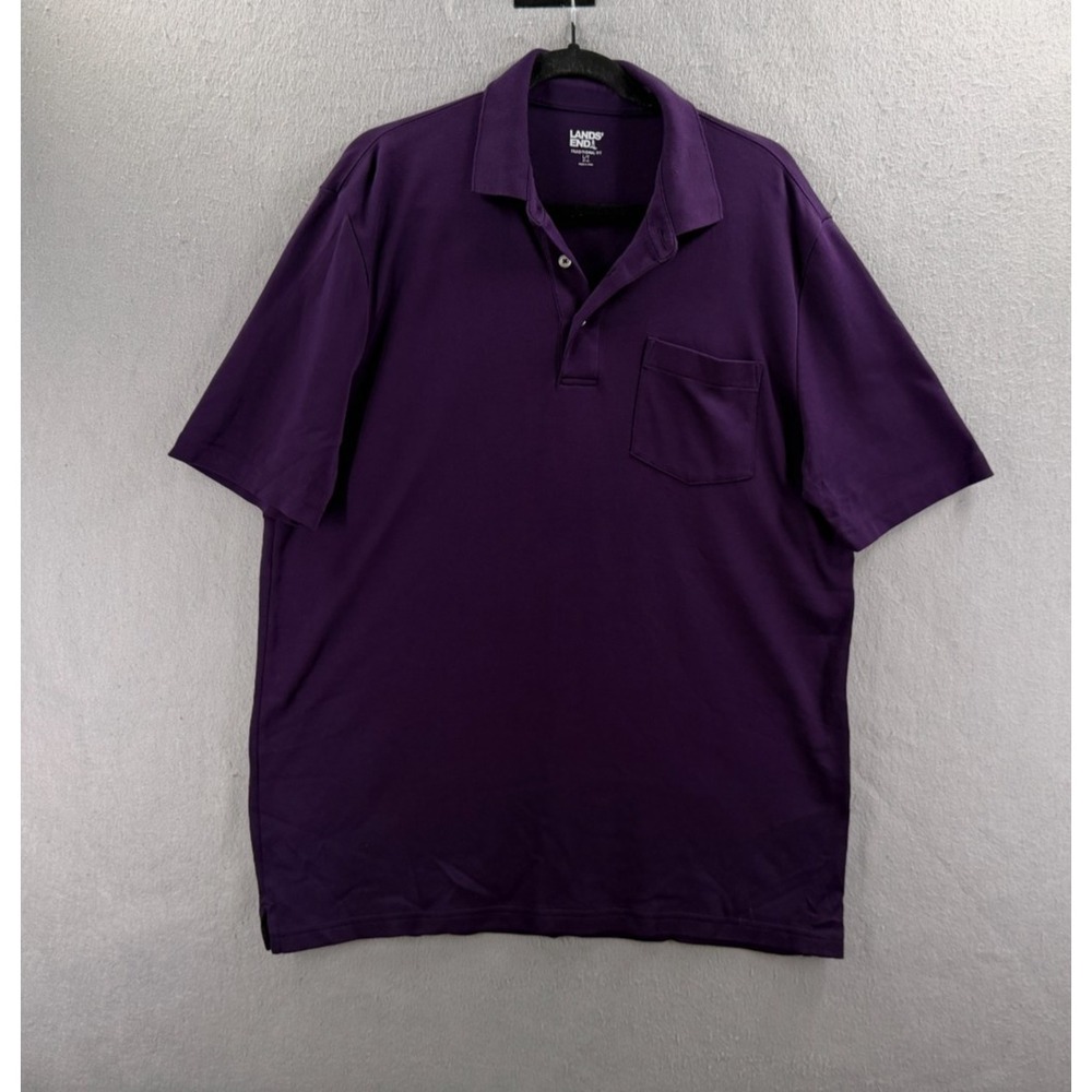 Lands' End Polo Shirt Mens LT TALL Supima Pocket Traditional Fit Minimalist